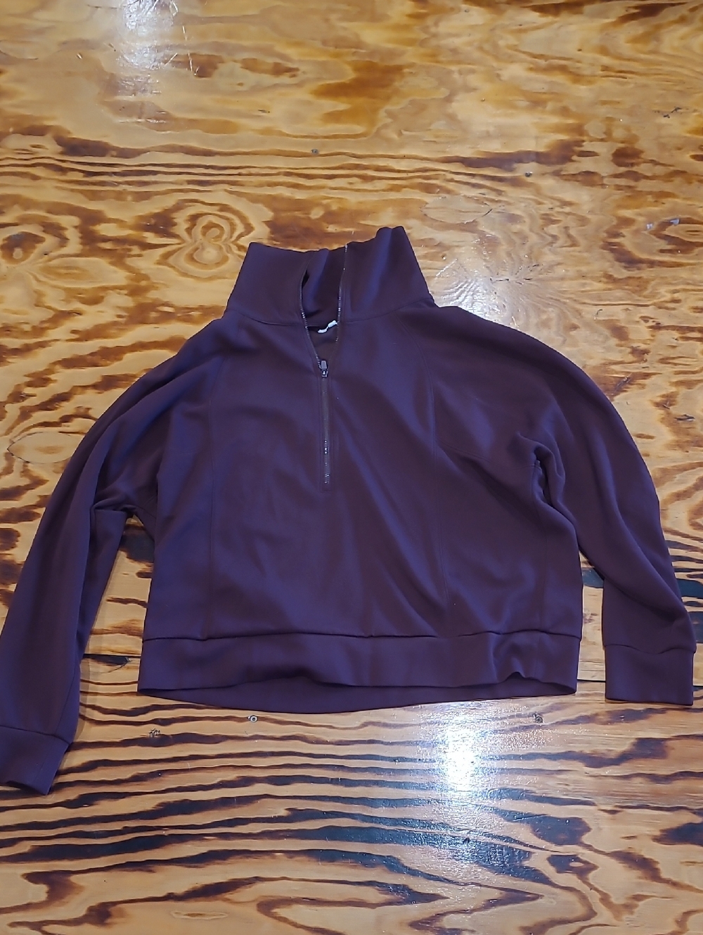 Quarter-Zip Pullover Sweatshirt in Deep Plum